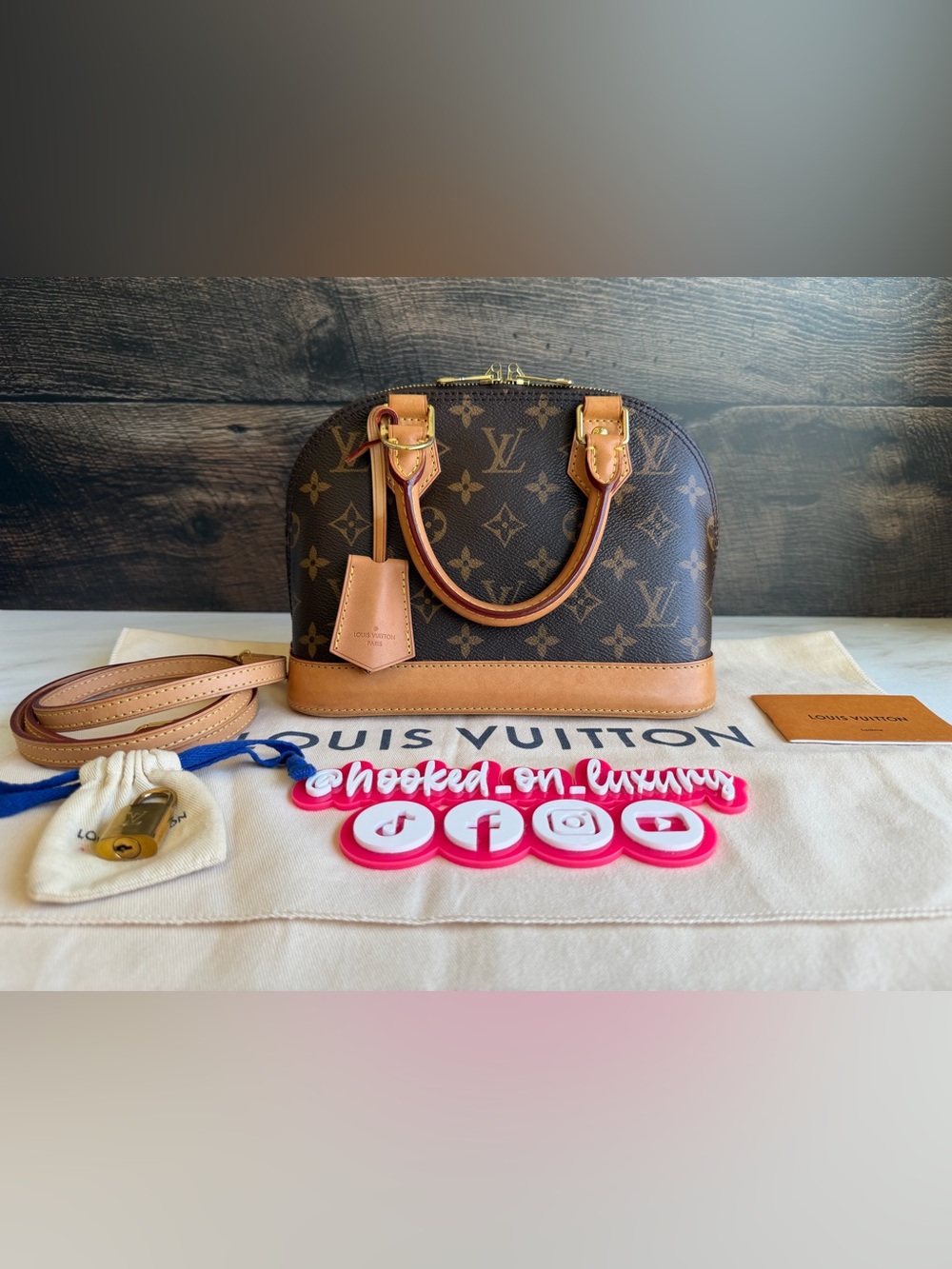 Authentic Louis Vuitton Alma BB Monogram 2 Way Crossbody Handbag Purse